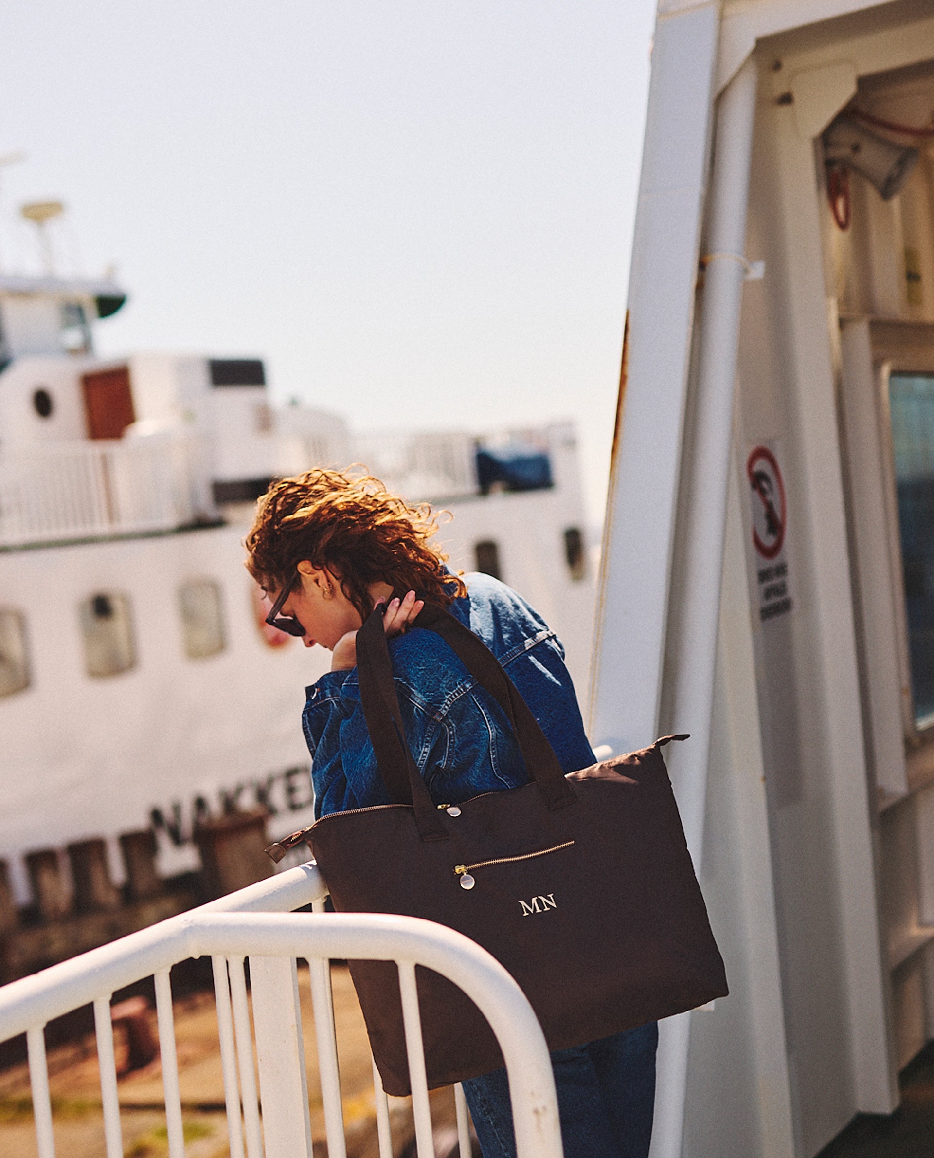 Shopper taske brun + blå gaveæske